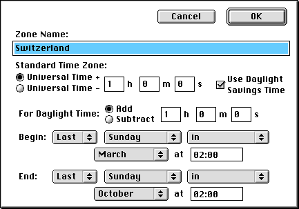 time settings in Switzerland